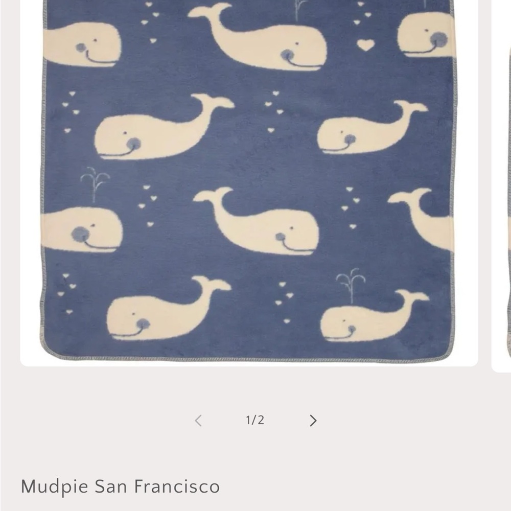 Whale Print Blanket - Blue and Cream